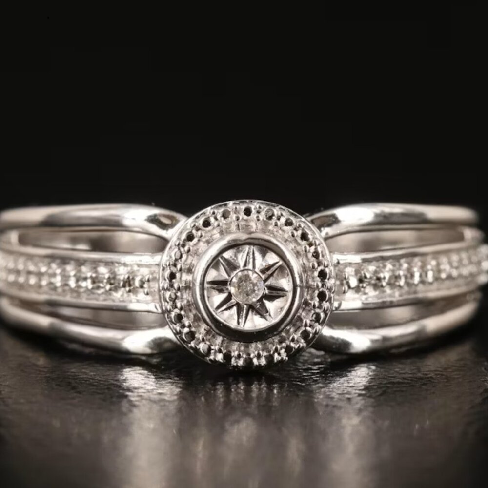 Silver diamond ring size 6